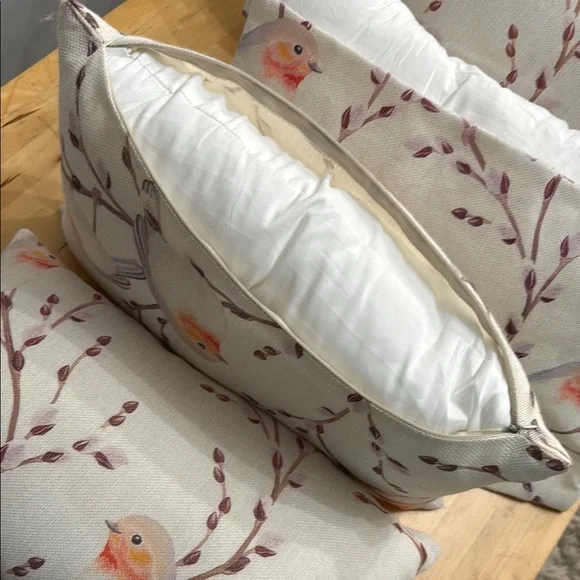 2-PIECE-SET ACCENT PILLOWS BIRDS BRANCHES & BUDS WITH NEW UTOPIA PILLOW-INSERTS - Picture 5 of 14